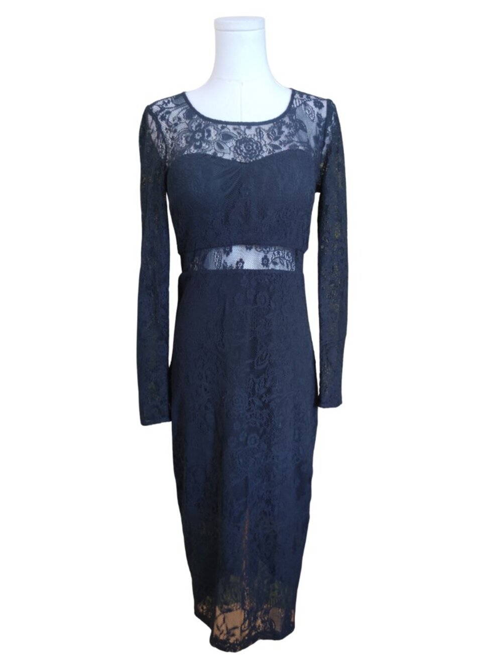 Guess Black Lace Cutout Dress